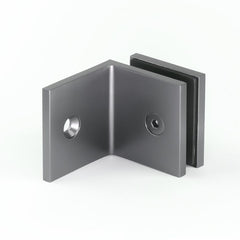 Frameless shower glass BRACKET SQUARE GLASS TO WALL 90 Degrees - Gunmetal Grey
