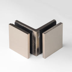 Frameless shower glass BRACKET SQUARE GLASS TO GLASS 90 Degrees - Brushed Nickel