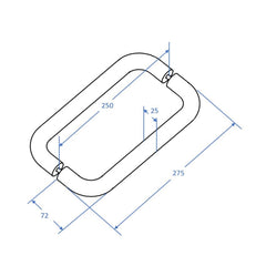 HANDLE ROUND D 275X25 250MM CTC - Matt Black
