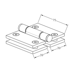 SQUARE BIFOLD HINGE 6MM GLASS - Chrome