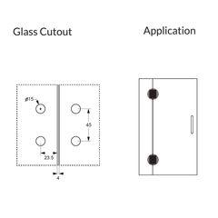 SQUARE BIFOLD HINGE 6MM GLASS - Chrome