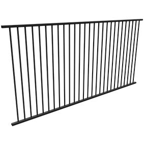 2450mm wide Flat Top Pool Fence Panel - BLACK,  1200mm high