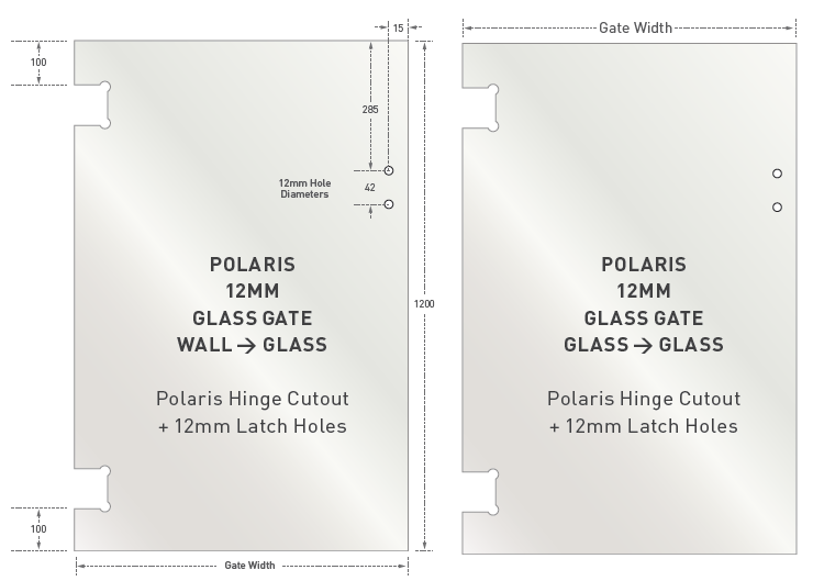 POLARIS GLASS GATES - 12mm Glass Gate - Polaris Glass to Wall Hinge