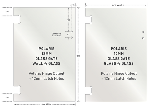 POLARIS GLASS GATES - 12mm Glass Gate - Polaris Glass to Wall Hinge