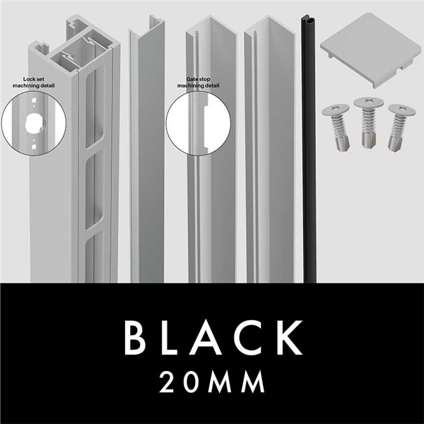 Aluminium Slat Gate Frame Kit   20mm gate lockbox kit SUITABLE FOR LEVER/KNOB LOCK SET